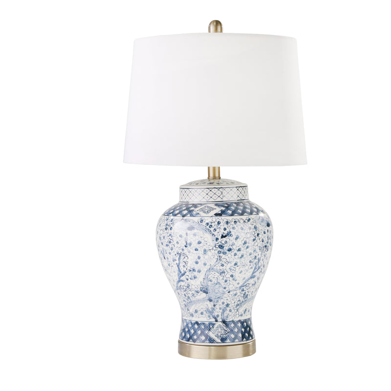 Ceramic 27" Ginger Jar Table Lamp, Blue/white image