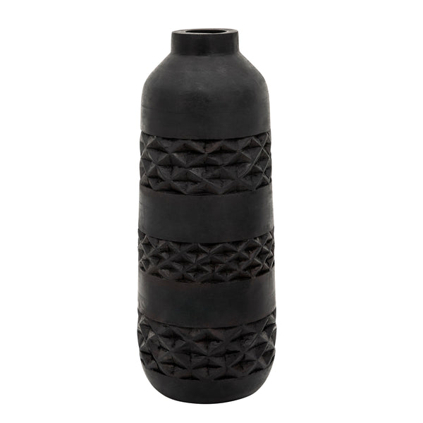 Wood 15" Stained Vase, Black image