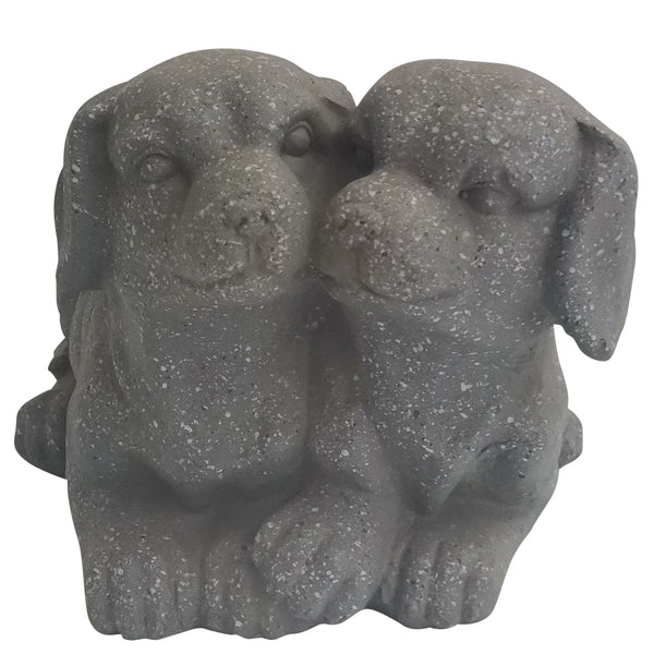 Resin, 11"l Puppies Duo Planter, Gray image