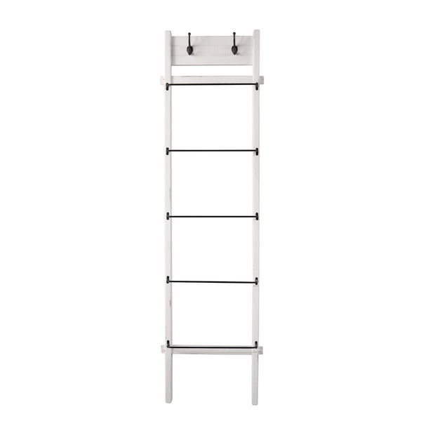 Wood / Metal 76" Ladder, White image