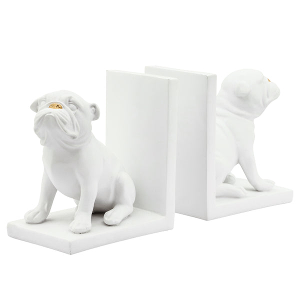 Resin, S/2 6"h Dog Bookends, White image