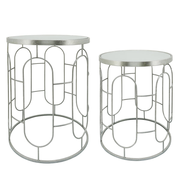 S/2 Mirrored Round Accent Tables 24/20" Silver image
