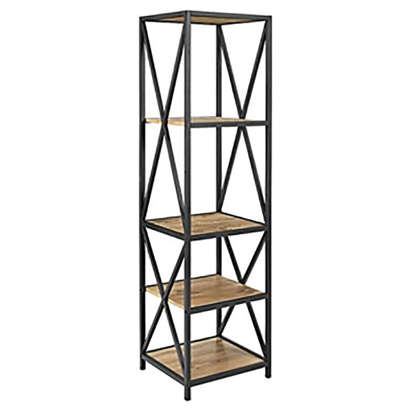 Metal/wood, 72"h 4-tiered Shelf, Brown/black image