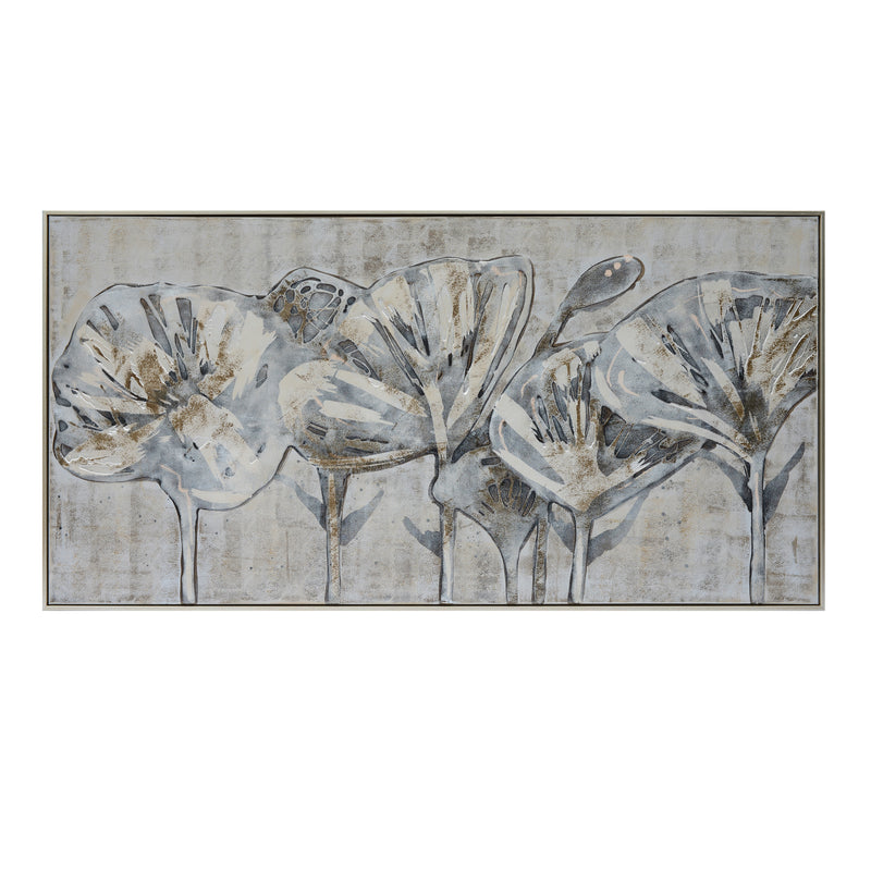 61x31, Flowers Oil Painting, Gray image