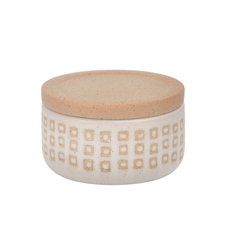 Ceramic 5"  Covered Dotted Jar, Sand image