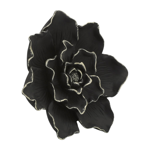 Resin 9" Flower Wall Accent, Black image