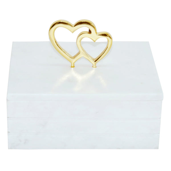 Marble, 7x5 Double Heart Box, White image