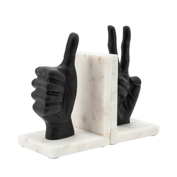 S/2 Hand Sign Bookends, Black image