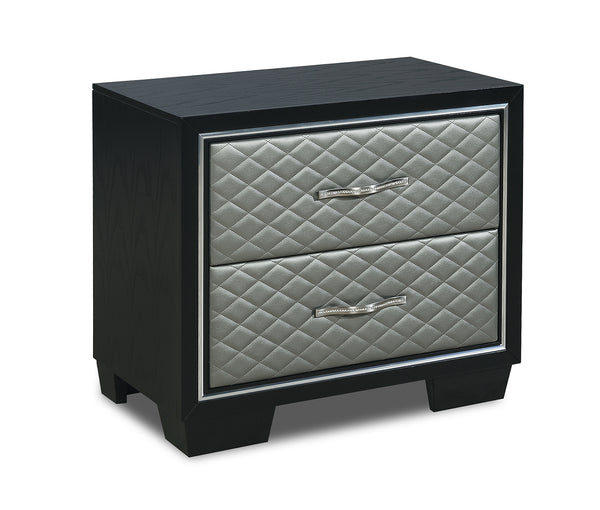 New Classic Furniture Luxor 2 Drawer Nightstand in Black/Silver B2025-040 image
