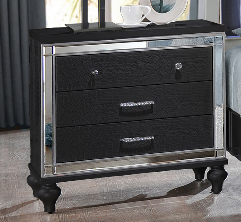 New Classic Furniture Valentino 3 Drawer Nightstand in Black 00-9698B-040 image