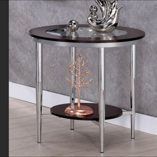 Azaria End Table W/ Metal & Glass Top